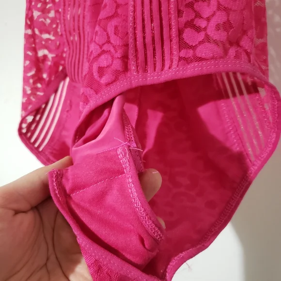 FRENCH AFFAIR Push Up BodySuit Lacey Cheetah Print Pink - Picture 9 of 16